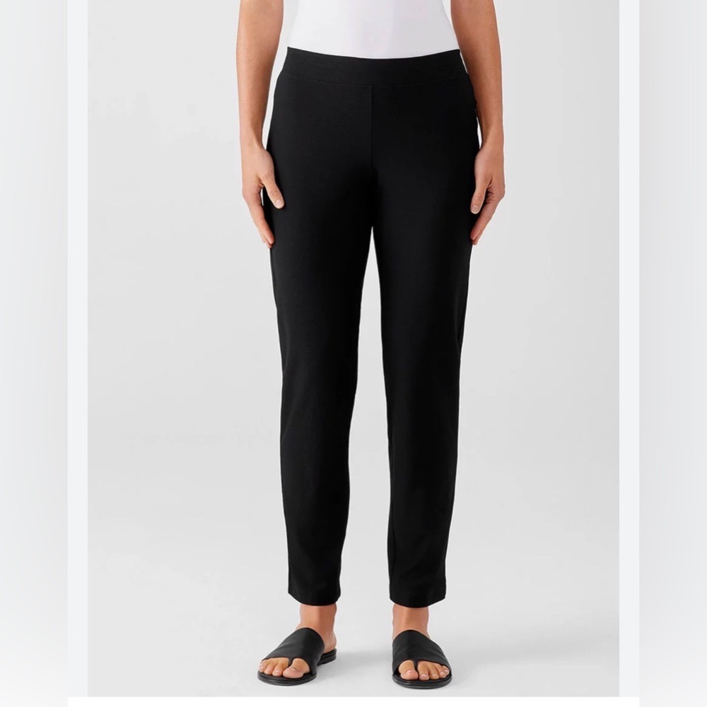 Eileen Fisher Pull On Straight Leg Black Work Pants Size Ps.